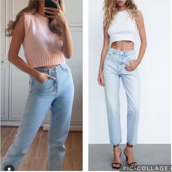 Zara* high rise straight mom leg ankle jeans blogger favorite - Picture 2 of 5